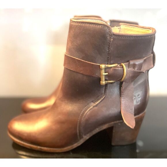 Vintage USA FRYE Women's Brown Leather Biker Boots Size 10B Preowned - Picture 5 of 13